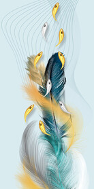 现代轻奢金羽毛九鱼图玄关