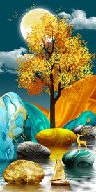 山水现代简约玄关