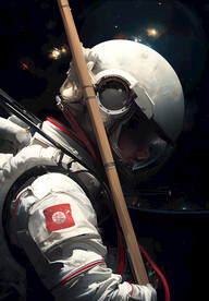 沉睡的台球宇航员广告展板壁画