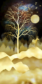 发财树麋鹿山水中式玄关