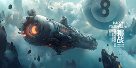 太空宇宙飞船台球系列壁画背景墙