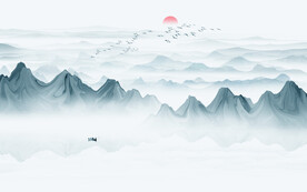 抽象水墨山水画