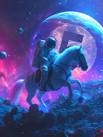 创意宇航员战马壁画广告展板背景