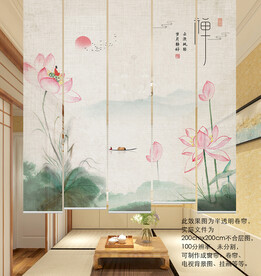 荷花电视背景墙