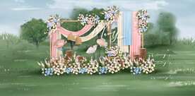 粉蓝色户外迎宾区