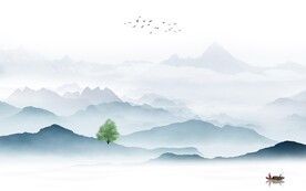 高雅 中式客厅山水 TIF分层