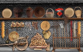 复古80后90后农村民居背景墙