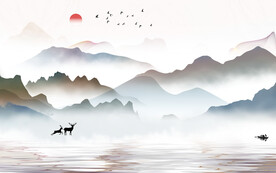 别墅 人气中式山水 TIF分层