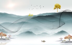 新款 人气中式山水 TIF分层