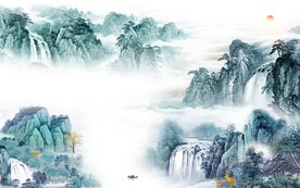 高清 简意中式山水 TIF分层