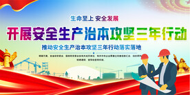 安全生产治本三年行动展板