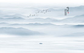 禅意水墨山水画