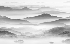 高清 中式灰色山水 TIF分层