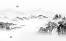 素雅 灰色中式山水 TiF分层