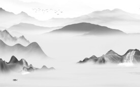 意境 灰色中式山水 TiF分层