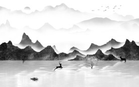 新品 简约山水墙画 TIf分层