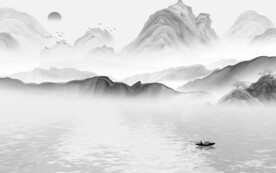 新传 简约山水墙画 TIf分层