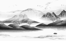 中式 简约山水墙画 TIf分层