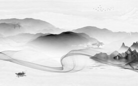 淡雅 简约山水墙画 TIf分层