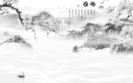 人气 简约山水墙画 TIf分层