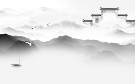 大气 简约山水墙画 TIf分层