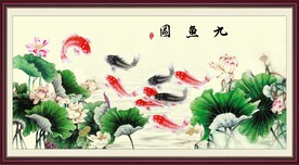 荷花九鱼图