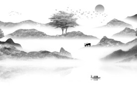 简约 灰色意境山水 TiF分层