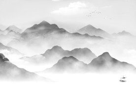 简约 灰色中式山水 TIF分层