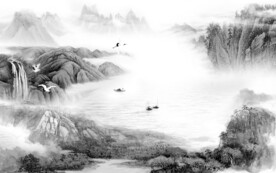 大气 灰色中式山水 TIF分层