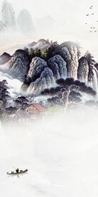 素雅 山水玄关框画 TIF分层