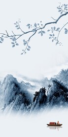 淡雅 山水玄关框画 TIF分层