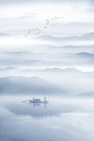 新中式水墨玄关山水画