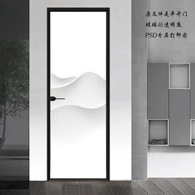 高清分层透明底平开门打印图