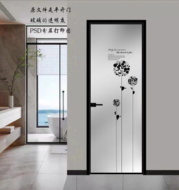 高清分层透明底平开门打印图 