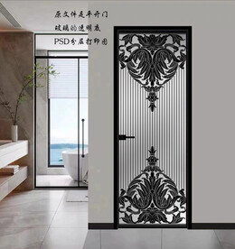 高清分层透明底平开门打印图 