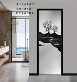 高清分层透明底平开门打印图 