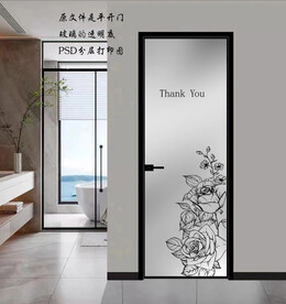 高清分层透明底平开门打印图 