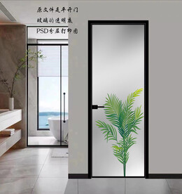 高清分层透明底平开门打印图