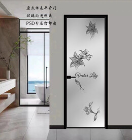 高清分层透明底平开门打印图