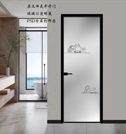 高清分层透明底平开门打印图