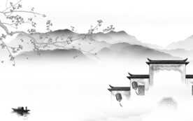 高档 中式灰色山水 TiF分层