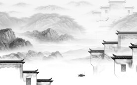 大气 中式灰色山水 TiF分层