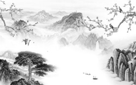 中式 灰色素雅山水 TiF分层