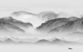 高清 灰色素雅山水 TiF分层