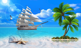 阳光沙滩海景图