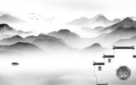 爆款 灰色意境山水 TiF分层