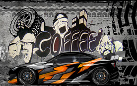 跑车涂鸦背景墙