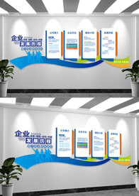 蓝色企业发展历程企业文化墙