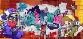 欧美风街头涂鸦餐饮酒吧背景墙