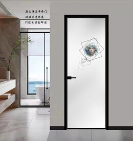 高清分层透明底平开门打印图